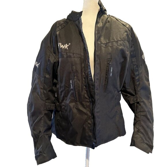 NWOT HWK Bikercore Touring Stunt Motorcycle Jacket Womens 3XL CE Armour Black - Picture 1 of 7